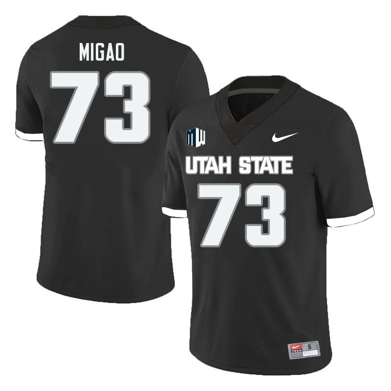 Utah State Aggies #73 Elia Migao College Football Jerseys Stitched Sale-Black
